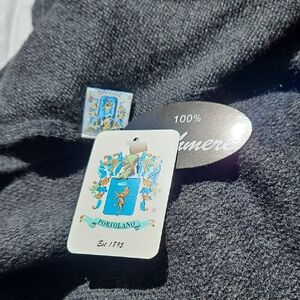 Portolano Black Cashmere Blend Scarf with Crest Tag